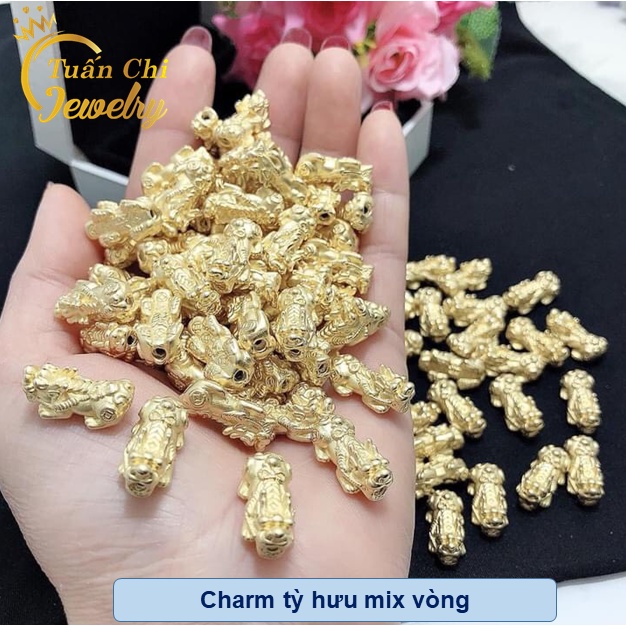 HÀNG CHUẨN Tỳ Hưu Bạc Cao Cấp, Bạc Xi Vàng, Dùng Để Kết Hợp Vòng Đá, Vòng Tết Phong Thủy May Mắn, Tài Lộc ( bán rời)