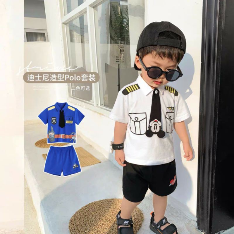 Bộ đồ cho bé trai chất coton co giãn 4 chiều mẫu POLIS từ 7-18kg