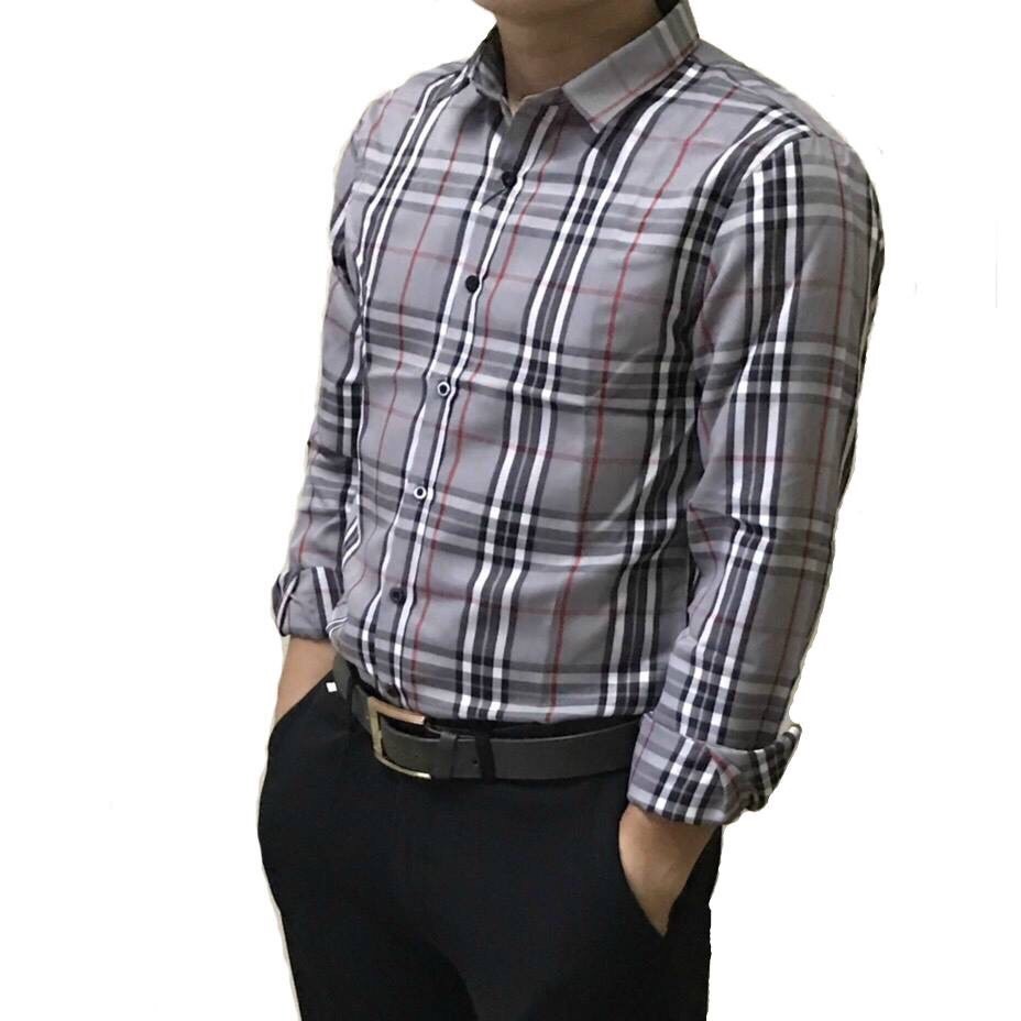 Áo sơ mi nam hàn quốc dài tay kẻ sọc cao cấp đẹp F8888 Vải Kẻ SMT693