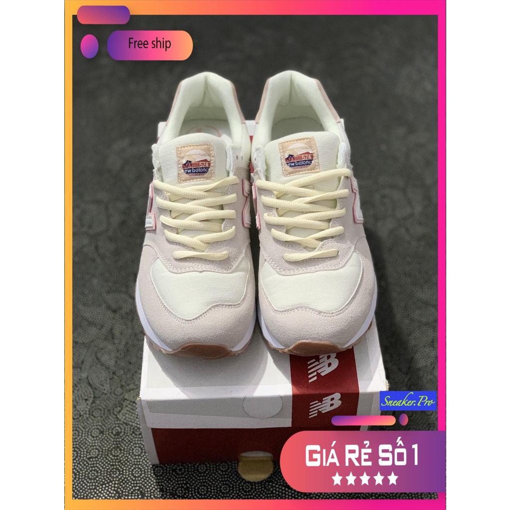 Giày thể thao nữ New Balance 574 màu hồng sữa nhạt bản đẹp, năng động dành cho nữ