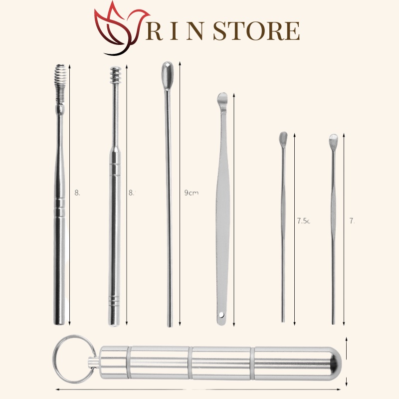 Bộ Lấy Ráy Tai 6 Món Thép Không Gỉ An Toàn Cho Cả Gia Đình RIN