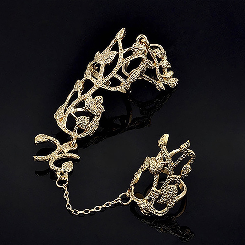 Nhẫn liền 2 ngón đính đá thời trang cho nữ