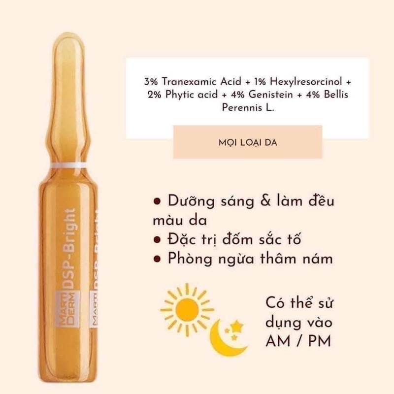 Tinh chất Dưỡng Sáng Đều Màu Da, Giảm Đốm Nâu Marti.Derm Pigment Zero DSP Bright