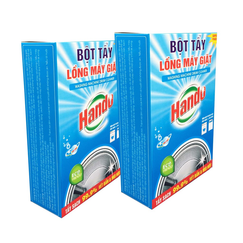 Bộ 2 Hộp 4 gói x 100g tẩy lồng máy giặt Hando siêu sạch thế hệ mới