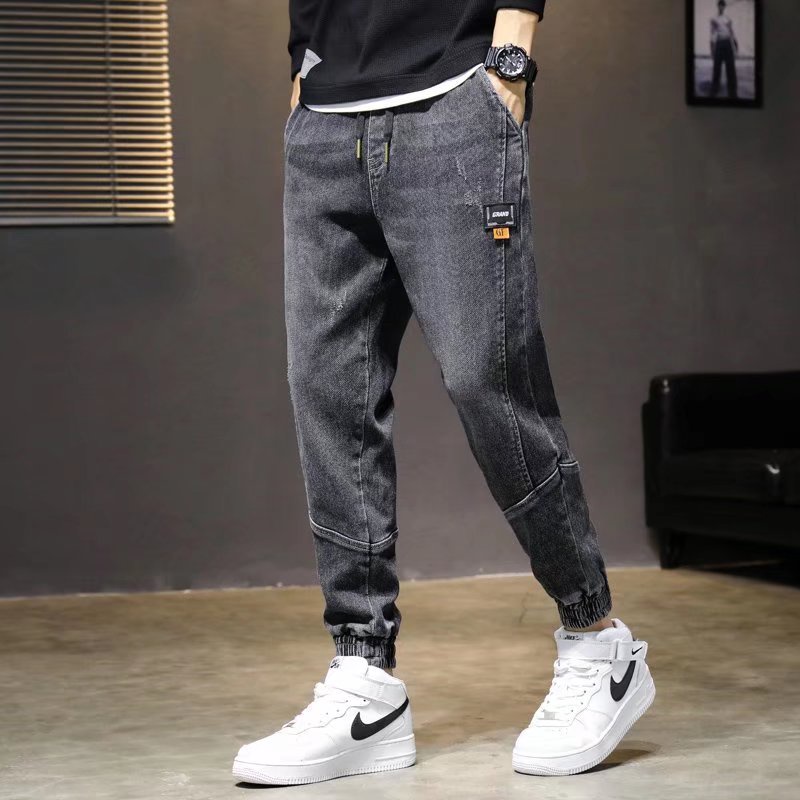 Quần jean ống rộng màu trơn phong cách hiphop năng động đường phố Hàn Quốc cho nam size S-5XL