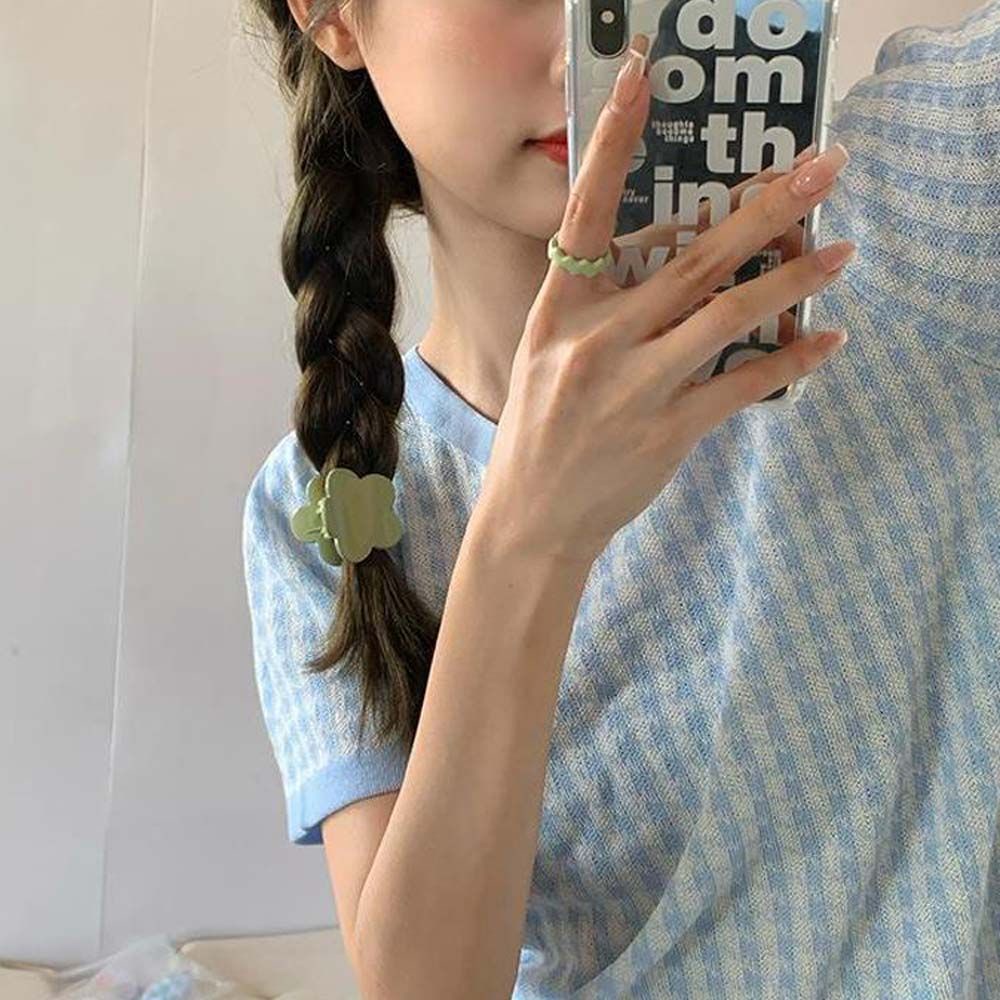 Kẹp gắp tóc càng cua acrylic mini màu trơn họa tiết hoa phong cách Hàn Quốc dễ thương cho nữ