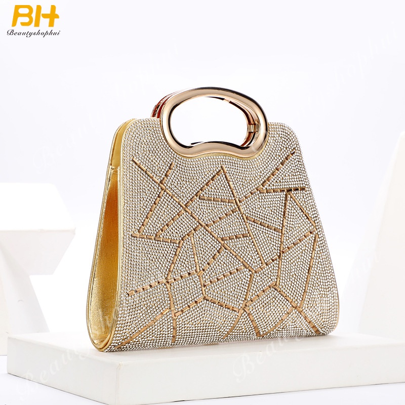 Túi Xách Da PU Đính Đá Lấp Lánh Phong Cách Âu Mỹ Cho Nữ