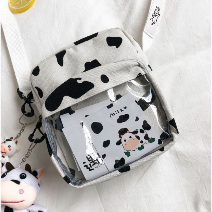 Túi Đeo Chéo Bò Sữa BaloMe chất liệu vải canvas