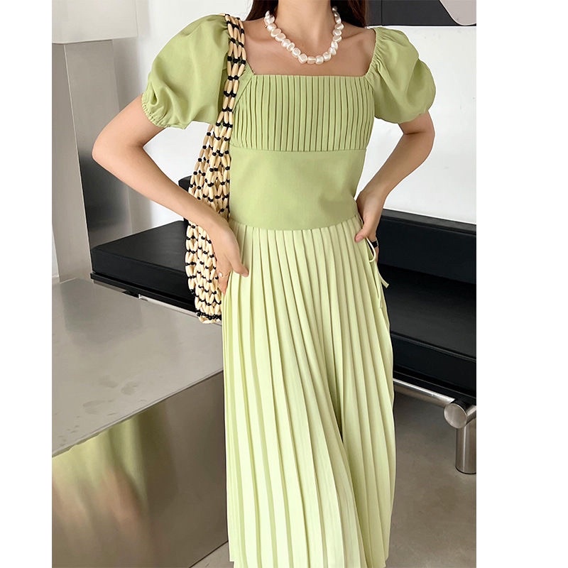 Áo Tay Bồng Tiểu Thư Cổ Vuông Nữ Màu Xanh Bơ Đen Trắng Chất Len Mongtoghi Dệt Kim Style Hàn Quốc Nữ Tính Mặc Đi Làm
