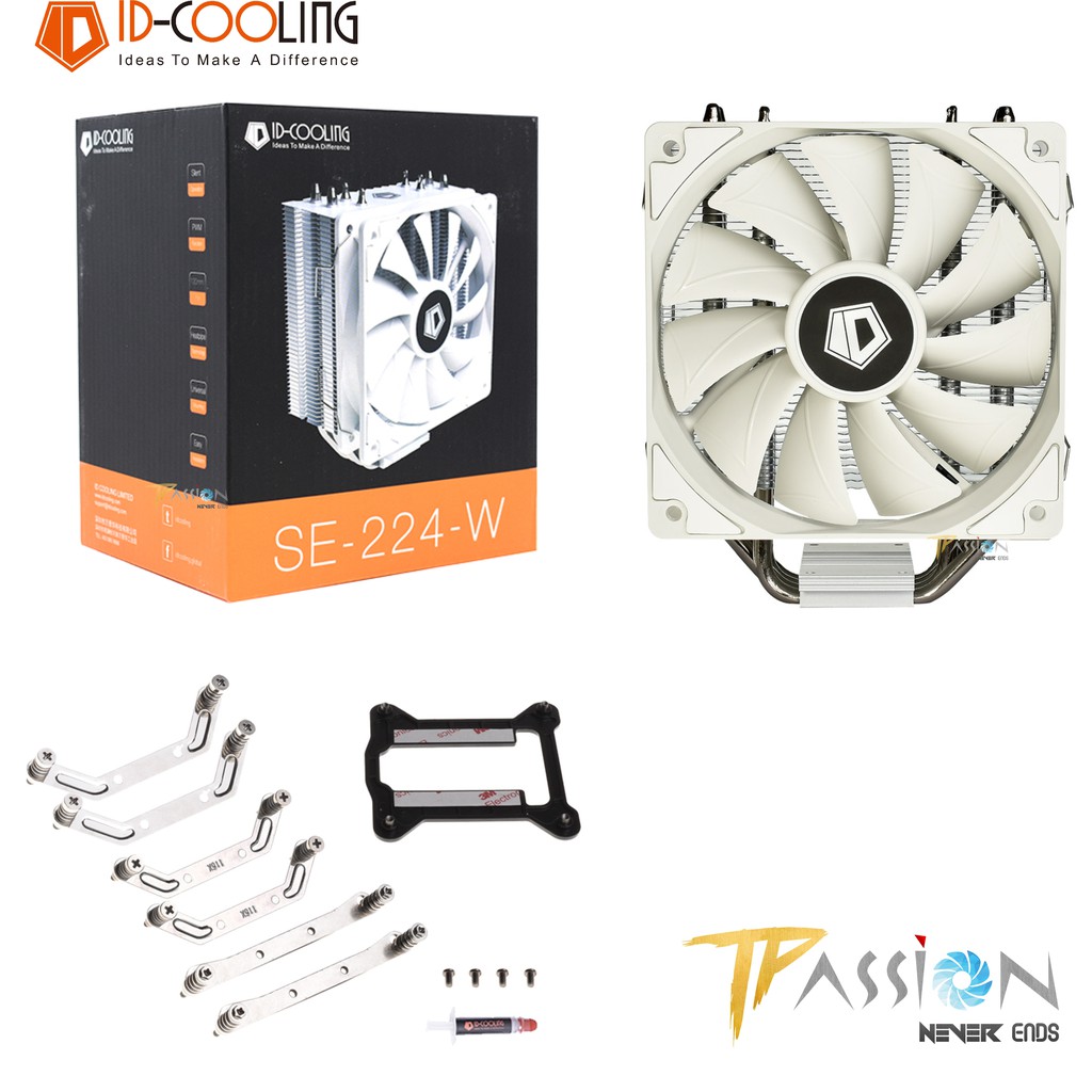 Tản nhiệt khí CPU ID-Cooling SE-224-XT WHITE | SE-224-W - chính hãng BH 24 tháng, Toàn trắng, hiệu năng cao