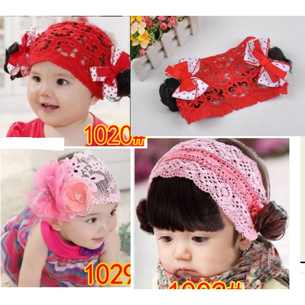BĂNG ĐÔ TÓC GIẢ CHO BÉ/ BĂNG ĐÔ REN HOA TO