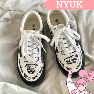 Giày vải canvas in họa tiết phong cách Hàn Quốc thời trang năng động