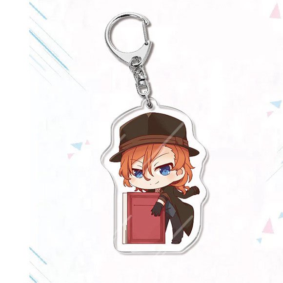 ( Mica trong acrylic ) Móc khóa Bungou Stray Dogs Bungo Văn Hào Lưu Lạc ver ÔM SÁCH anime chibi dễ thương xinh xắn