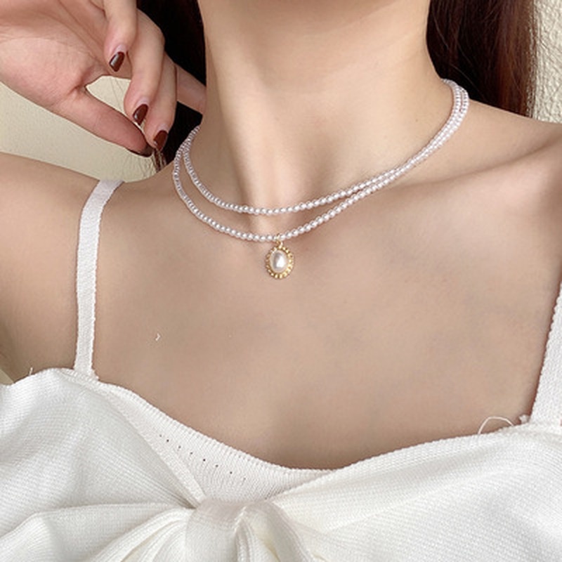 We Flower Dây chuyền hợp kim xỏ chuỗi hạt ngọc trai giả xinh xắn dành cho nữ