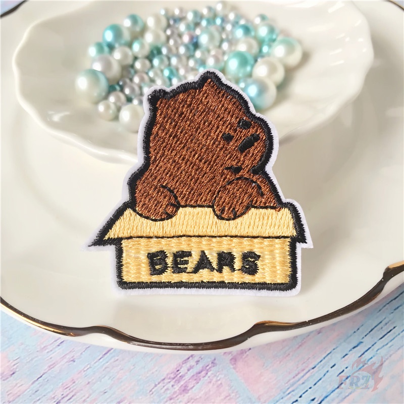 ♚ Miếng Dán Ủi Quần Áo Hình we bare bears Hoạt Hình ♚ 1 Huy Hiệu Cài Áo Hình Gấu Trúc Băng Giá