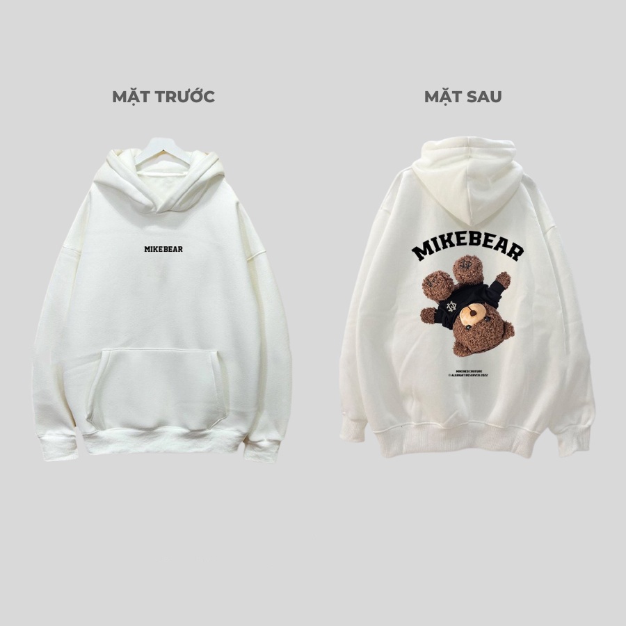 Áo hoodie MikeBear gấu ngược in trước sau BIGOMALL - Áo nỉ mũ nam nữ uinsex chất nỉ cotton dày dăn