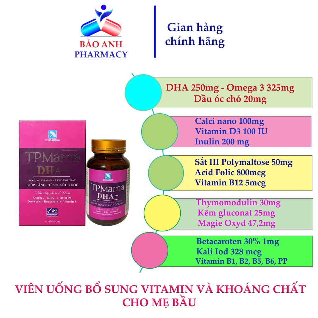 VIÊN UỐNG BỔ BÀ BẦU_TĂNG CƯỜNG DHA- TP MAMA DHA+ _ Hộp 30 viên.