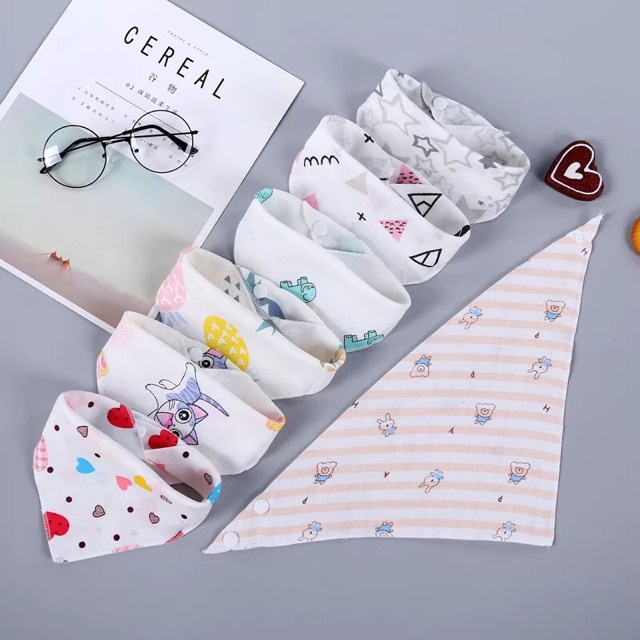 Khăn yếm tam giác cho bé yếm xô hoa hàng Việt Nam xuất Nhật loại đẹp mềm mịn cao cấp có cúc bấm Homedy kids