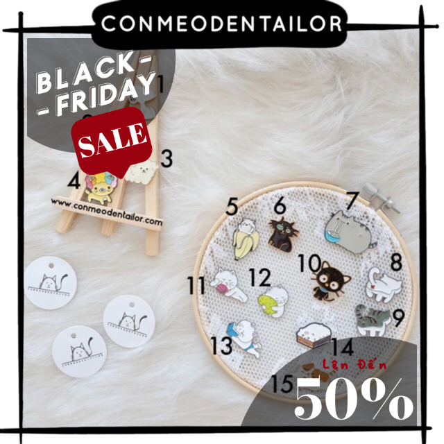 CONMEODENTAILOR Ghim cài balo túi áo