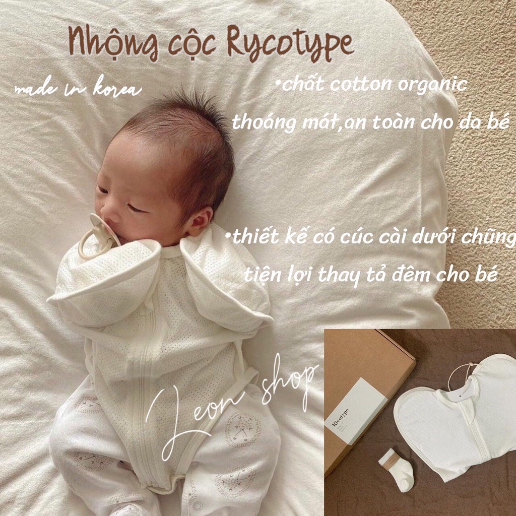 Nhộng cộc Ricotype chất liệu Organic thoáng mát giúp bé ngủ ngon sâu giấc