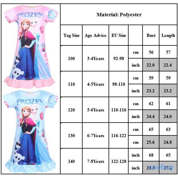 CB❤❤ Girl's Kids Summer Nightdress Frozen Elsa Anna Print Short Sleeve Ruffle