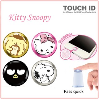 Sticker dán nút home hình chó snoopy / mèo hello kitty xinh xắn chuyên dụng cho iphone 5s / se / 6 / 6s / 7