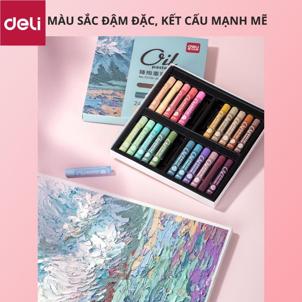 Bút sáp dầu màu Morandi Deli - 24 màu - phiên bản cao cấp - màu sắc trang nhã - 72132 [Deli]