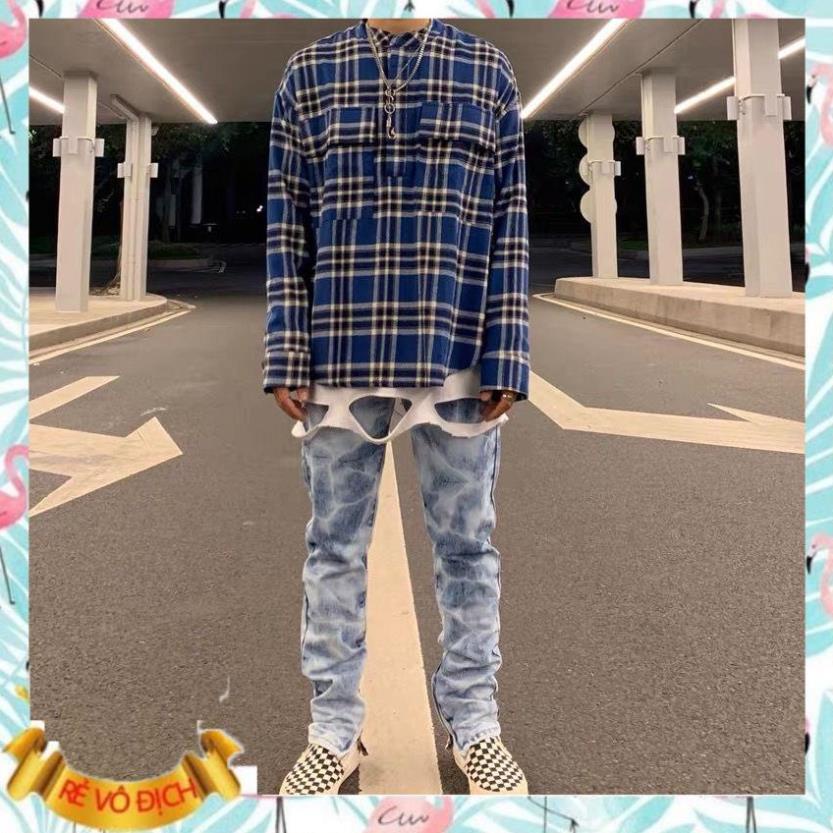 Áo flannel unisex Fear Of God phong cách hiphop