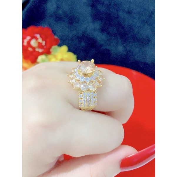 Nhẫn hoa trà cao cấp 085.10 bền màu, sang trọng quý phái