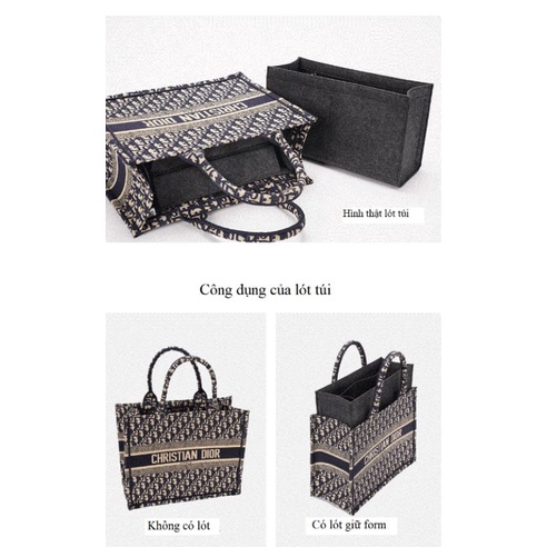 Lót/ruột túi D*or Book Tote giúp giữ form túi