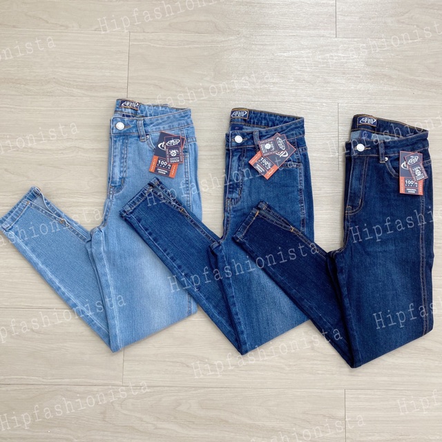 Quần jean skinny nữ 9 tấc xẻ lai lưng cao ngang rốn chất jean dày dặn co giãn thoải mái (Hình thật)