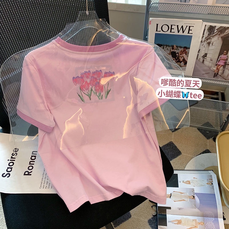 Áo Thun Tay Ngắn Cổ Tròn Thiết Kế Mới Thời Trang Mùa Hè Dành Cho Nữ