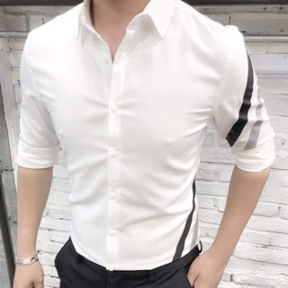 Áo somi nam lụa phối viền cực chất. Vải đẹp