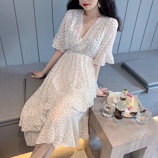 Đầm Chiffon Hoa Nhí Cổ V