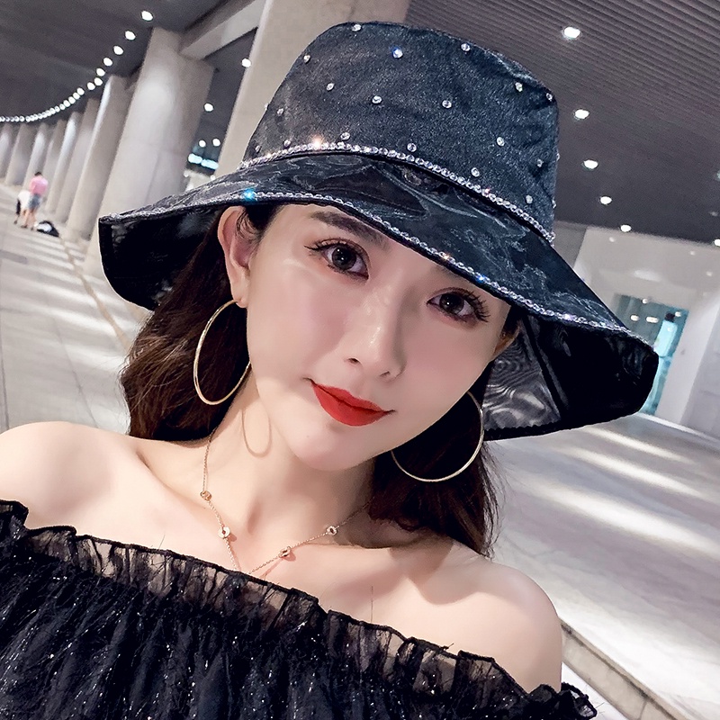 Nón Tai Bèo Vải Satin Đính Đá Thời Trang Sang Trọng Cho Nữ