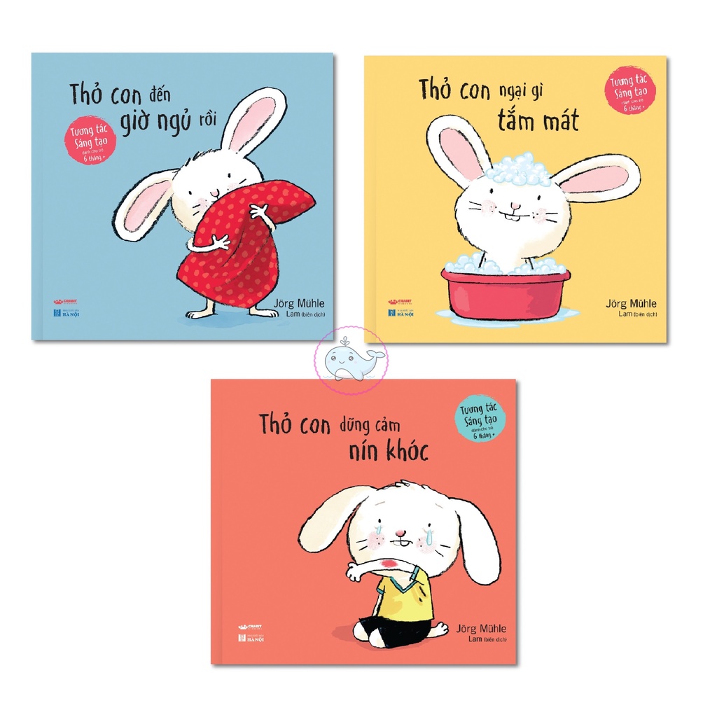 Sách - thỏ con tương tác sáng tạo:  thỏ con ngại gì tắm mát / thỏ con đến giờ ngủ rồi / thỏ con dũng cảm nín khóc