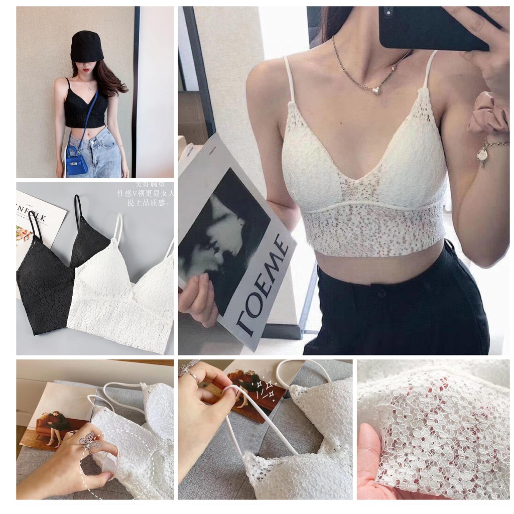Áo ngực bra cotton ren hoa hở lưng AL140- Ha Song Shop