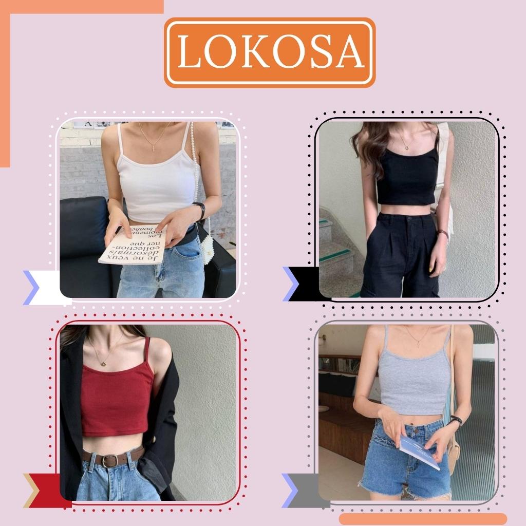 Áo Croptop 2 Dây LOKOSA Croptop Kiểu Nữ Thun Ôm Body Áo Cr Hai Dây Ngắn Sexy Đẹp Jennie Hàn Quốc Giá Rẻ Trắng Đen AO022