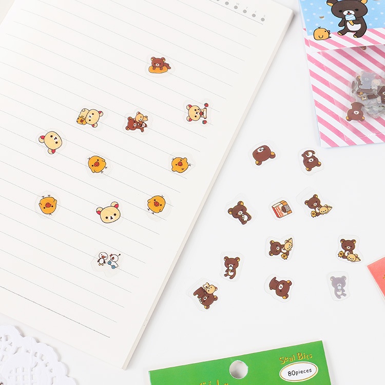 Gói 80 sticker Nhật Bản hoạt hình trang trí nhà cửa, nhật ký, góc học  tập