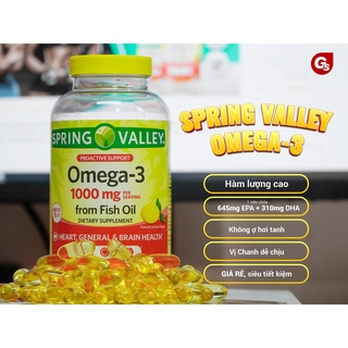 Dầu cá Omega 3 Spring Valley Fish Oil 1000mg nhập khẩu Mỹ phân phối chính
