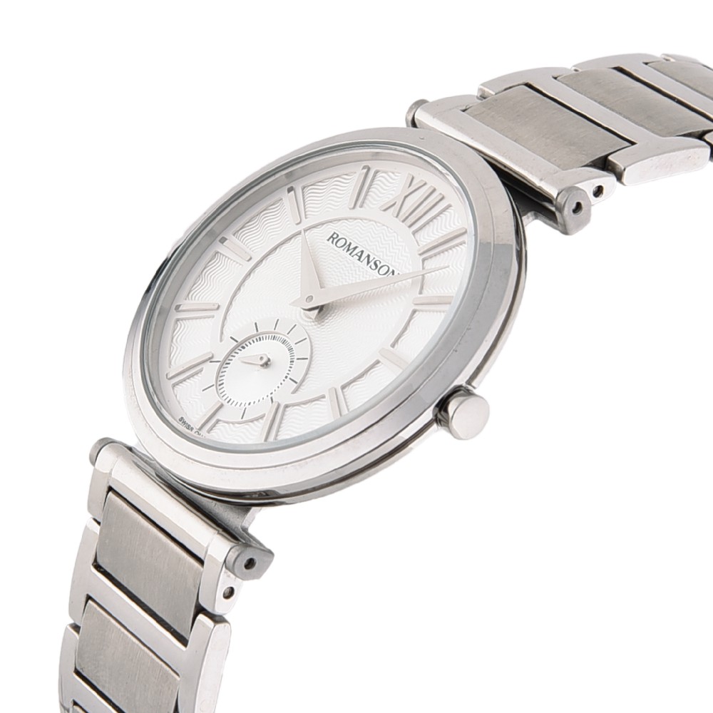 Đồng hồ Romanson Men Watch TM3238JMWWH nam mặt mỏng kính chống xước, máy Thụy Sĩ chống nước, dây thép cao cấp chính hãng