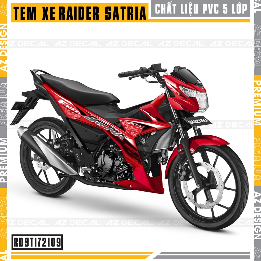 Tem Xe Raider / Satria Màu Đỏ - Đen Cách Điệu | Decal Chế Xe Máy Raider - Satria Chống Nước, Bền Màu