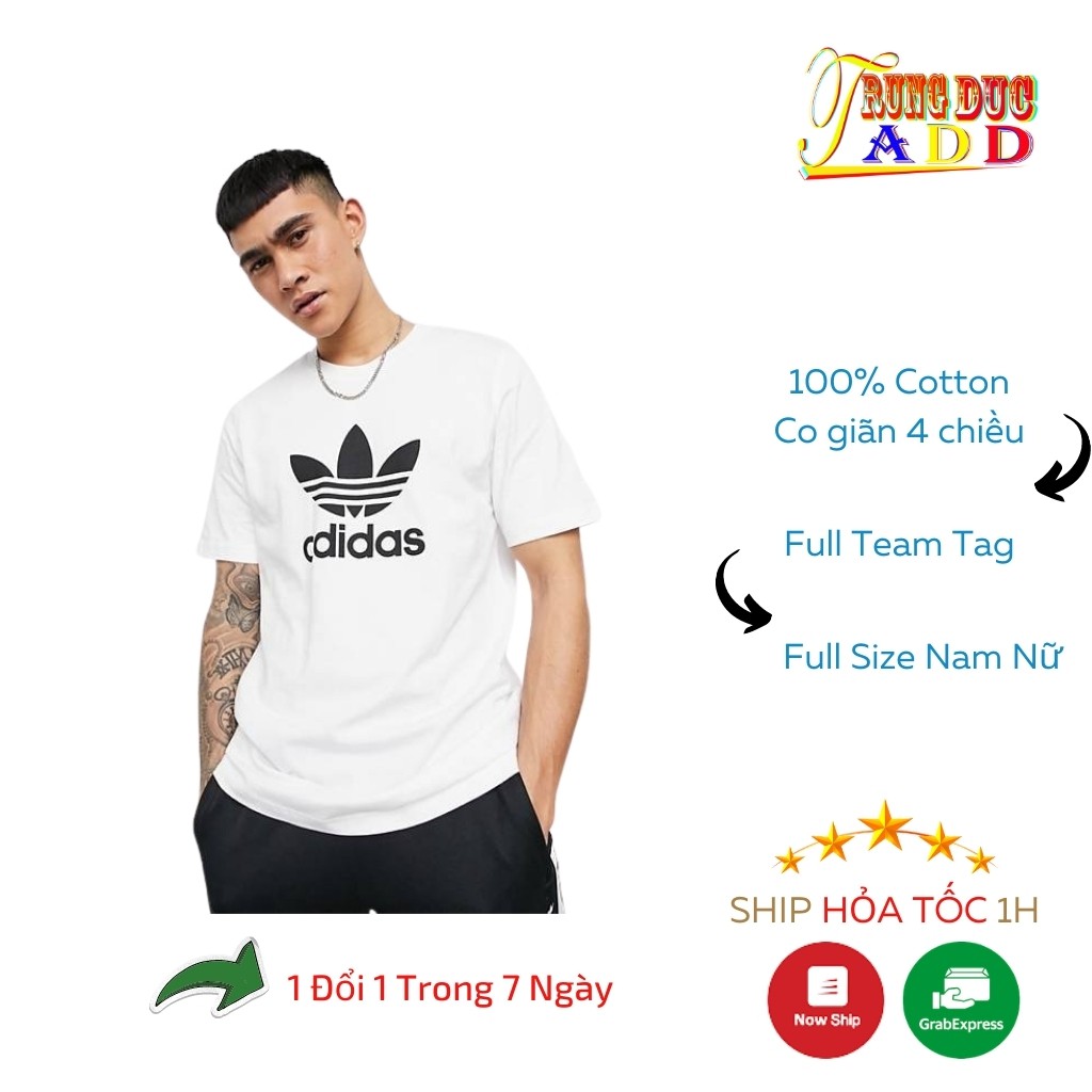 Áo thun adidas trắng nam nữ chất cotton co giãn 4 chiều cực mát full tag code - trungducadidas