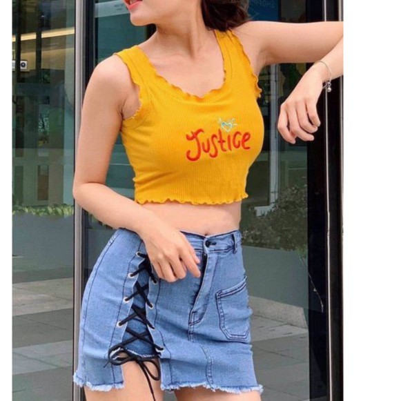 [Mã WASTUP giảm 10% tối đa 30K đơn 99K] ÁO CROPTOP THÊU CHỮ SẮC NÉT CÓ MÚT NGỰC