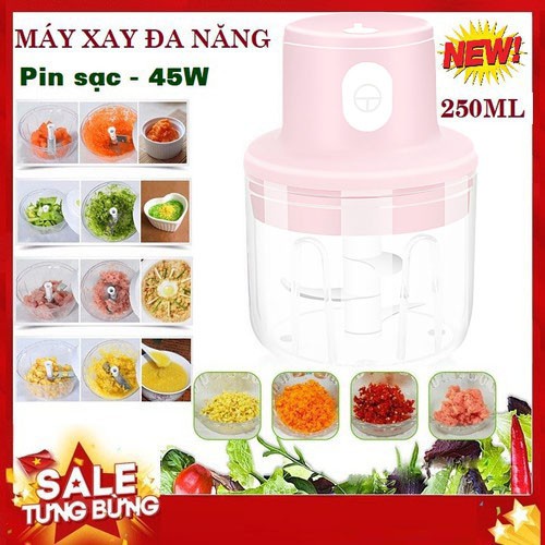 Máy Xay Thịt Mini - Máy Xay Tỏi Ớt Mini Cầm Tay Tự Động Siêu Khỏe - Xay Đồ Ăn Dặm, Rau, Củ, Quả, Thịt Tiện Lợi