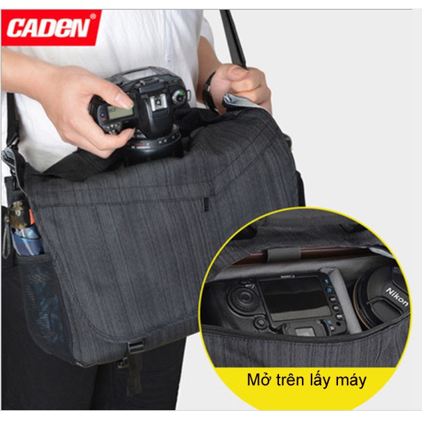 [Mã 154ELSALE2 giảm 7% đơn 300K] Túi máy ảnh Caden XL - Thao tác lấy máy nhanh - Có ngăn đựng laptop