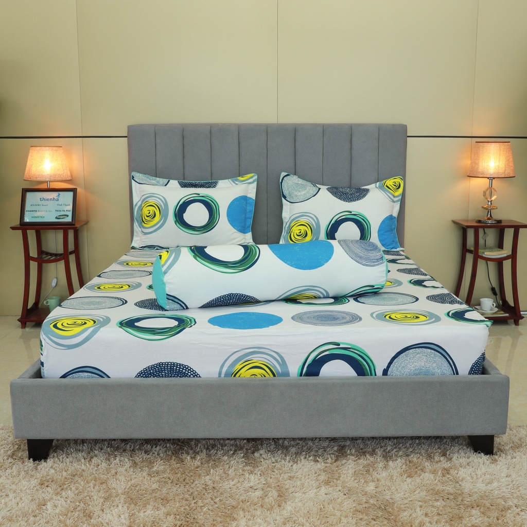 Bộ ra gối, drap gối cotton in hoa Hometex 160x200, 180x200