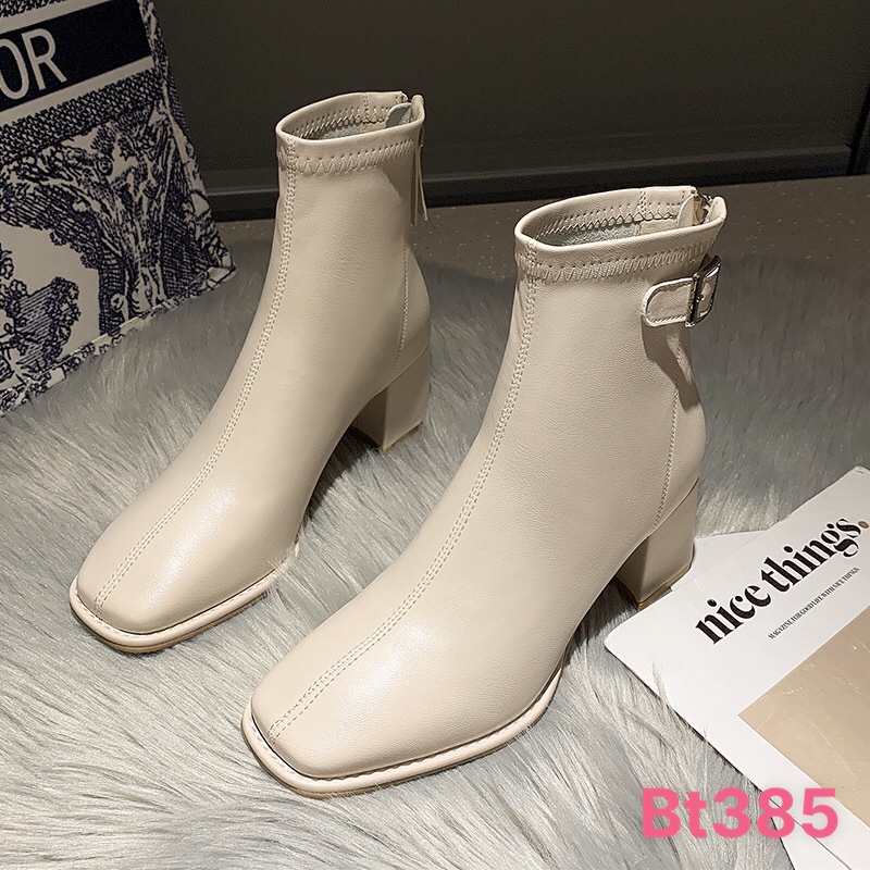Boot da nữ đính khuy gót vuông 3cm - BT385
