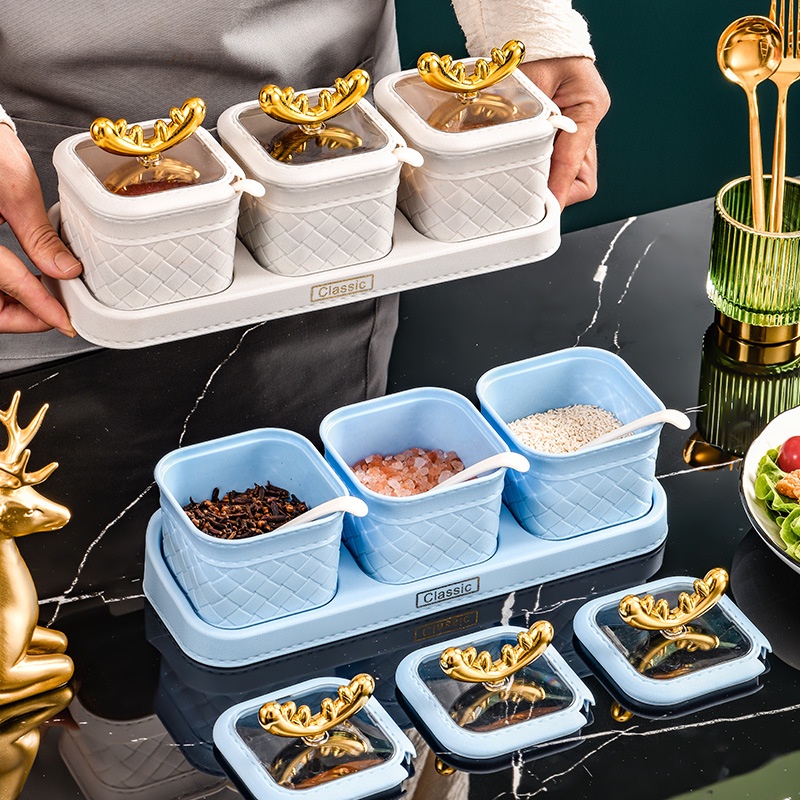 Only HOUSE Hộp Nhựa Đựng Gia Vị Muối Gắn Tường Sang Trọng Kèm Muỗng MSG se