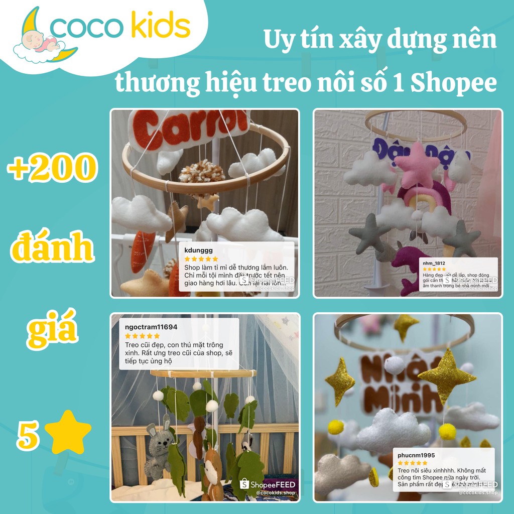 Đồ chơi treo nôi cho bé kích thích thị giác ảnh thật Coco Kids, treo nôi handmade có nhạc tự xoay mẫu SIÊU ANH HÙNG